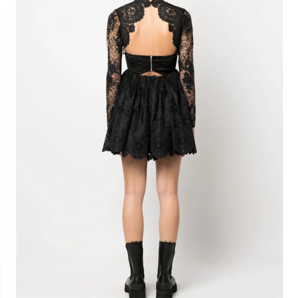 NWT For Love and Lemons Black Long Sleeve Floral Lace black dress Sz M - Picture 7 of 7